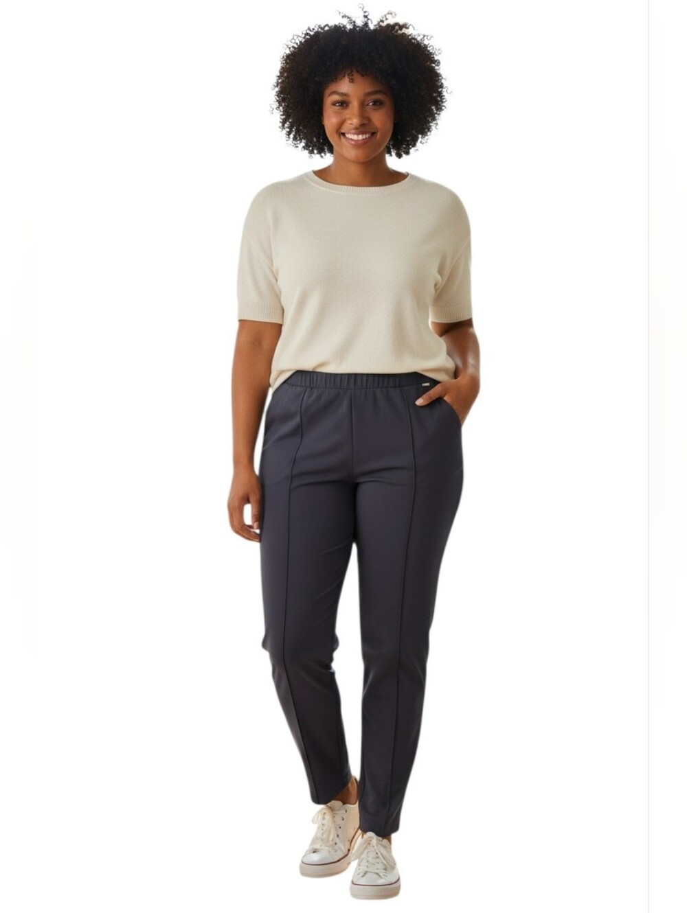 St John Classic Pull-On Cropped Pant With Side Zipper At Ankle SZ 14